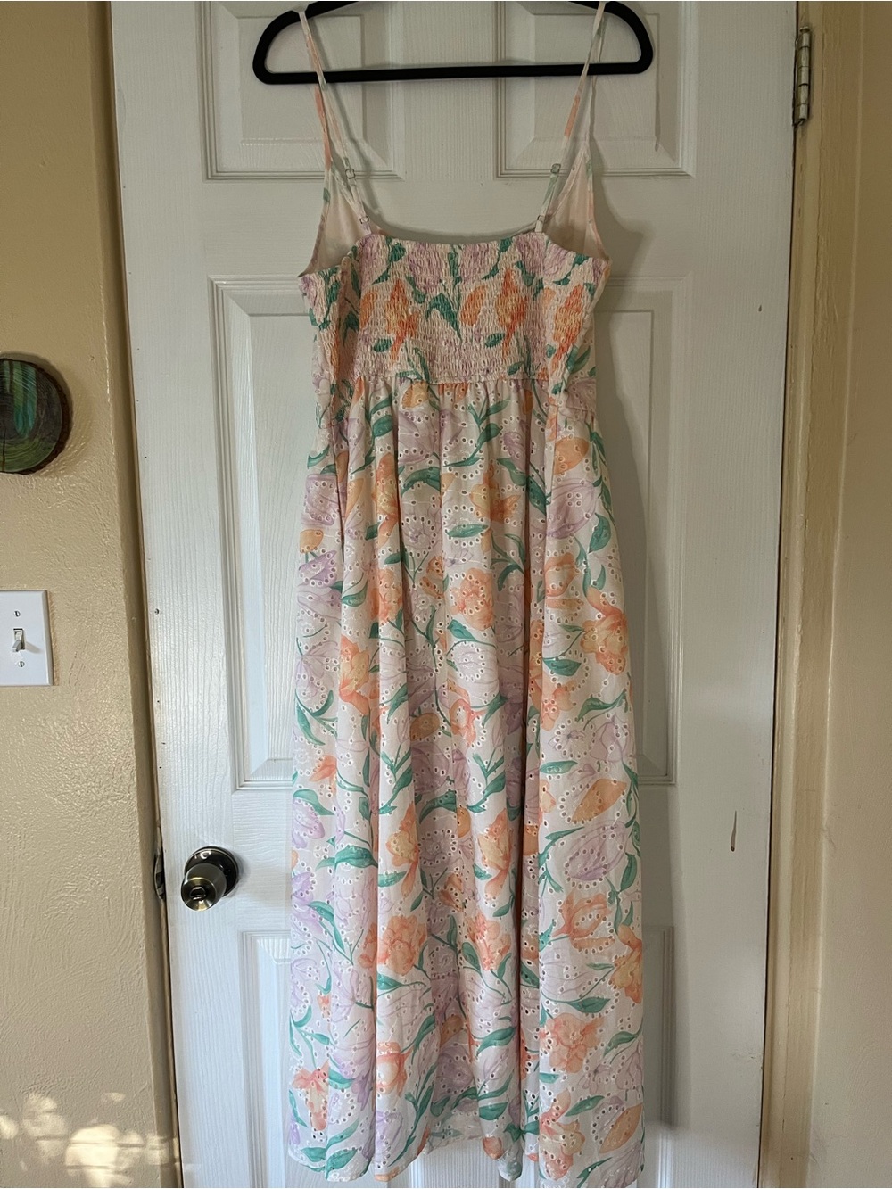 Pretty Garden Eyelet Pastel Spring Floral Sundress Maxi in Peach and Mint - Picture 12 of 13